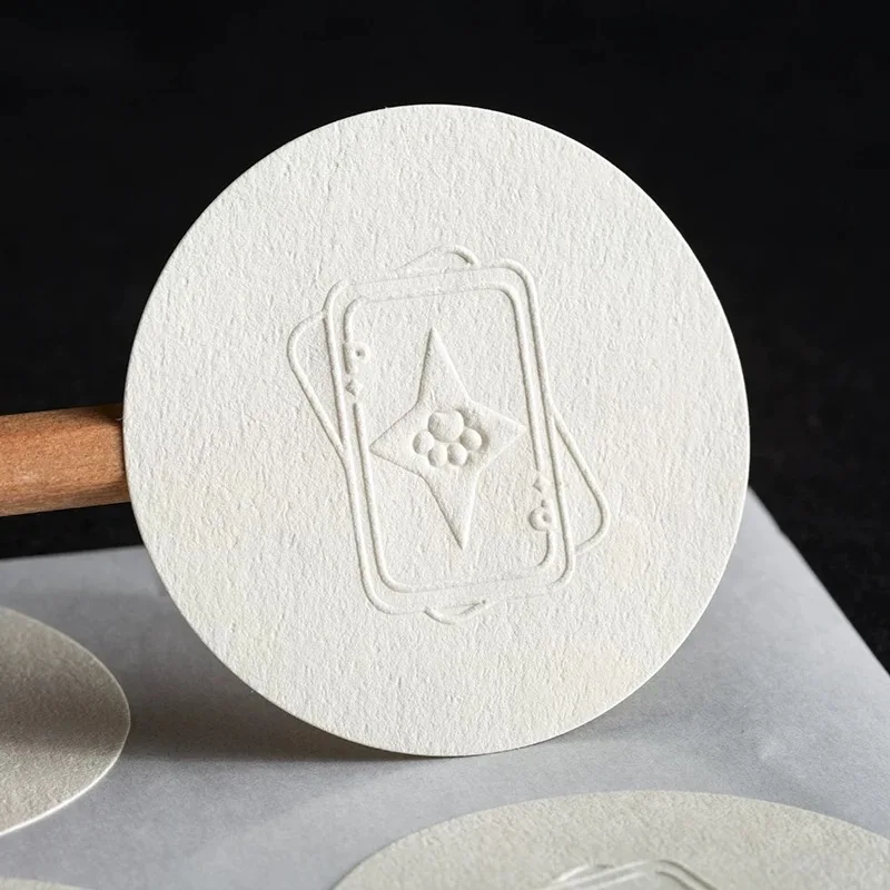 100pcs Custom Embossed White Stickers – Personalized Adhesive Seals with Name, Logo or ... - SKU SSL900235 - UGI Packaging