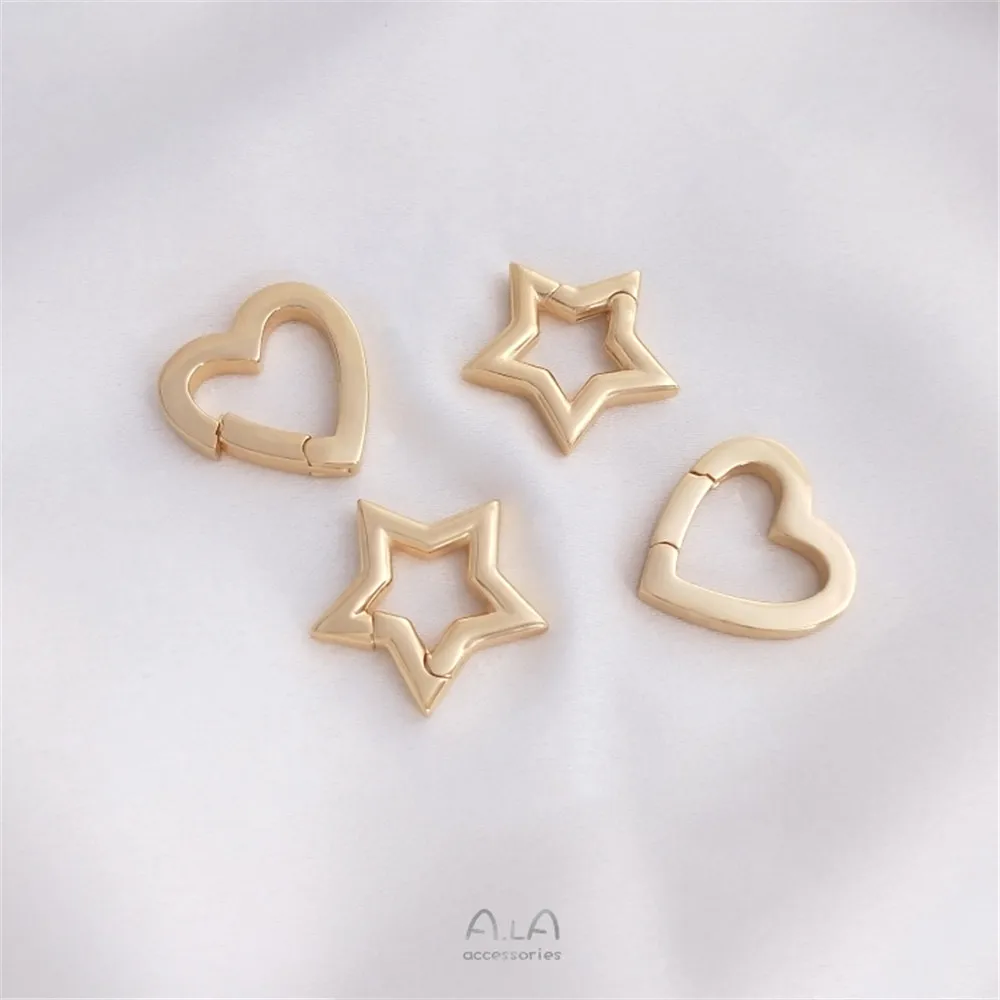 

Universal clasp 14K Gold Plating heart star spring clasp pendant DIY necklace bow accessories connection accessories
