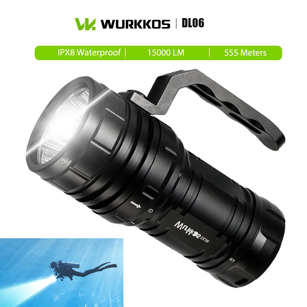 Wurkkos DL06 15000LM Bright Diving Flashlight USB-C Rechargeable ...
