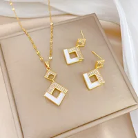 Ensemble de bijoux avec pendentif carré en émail cristal autrichien en acier inoxydable pour femmes, bijoux de Costume africain, Maxi collier et boucles d'oreilles 3