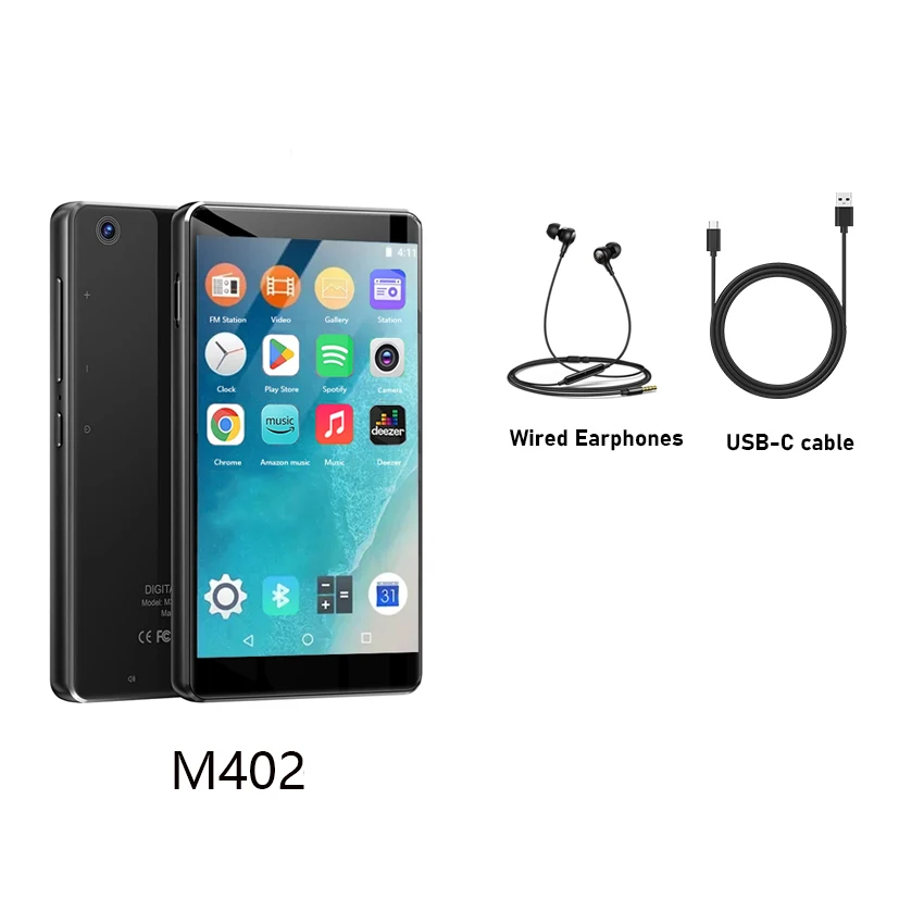 Lecteur MP3 Android 8.1 avec Bluetooth et WiFi, lecteur MP3 MP4 avec Spotify, flexible, Pandora, amera et haut-parleurs, jusqu'à 512 Go