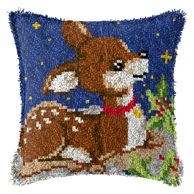New Cat Deer Horse Series Latch Hook Mat Kits Embroidery DIY Button Pad Package Smyrna klink haak Embroidery Pillow knooppakket craft supplies