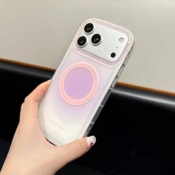 Gradient Transparent Magnetic Case with Full Lens Guard - iPhone 12 Pro Max (Light Purple)
