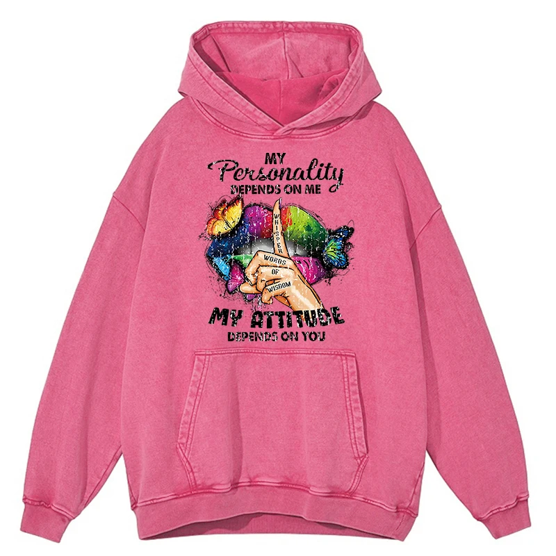 thumbnail image 1 of Sudadera con capucha retro desgastada My Personality Depends On Me para hombre, sudadera informal holgada con capucha, ropa con capucha 100 % algodón de estilo hip hop, 1 of 4