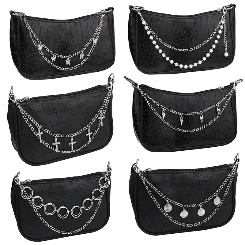 Multi-layer Metal Bag Chain DIY Handles Butterfly Heart Star Pendant Shoulder Bag Chain Replacement Accessories Pearl
