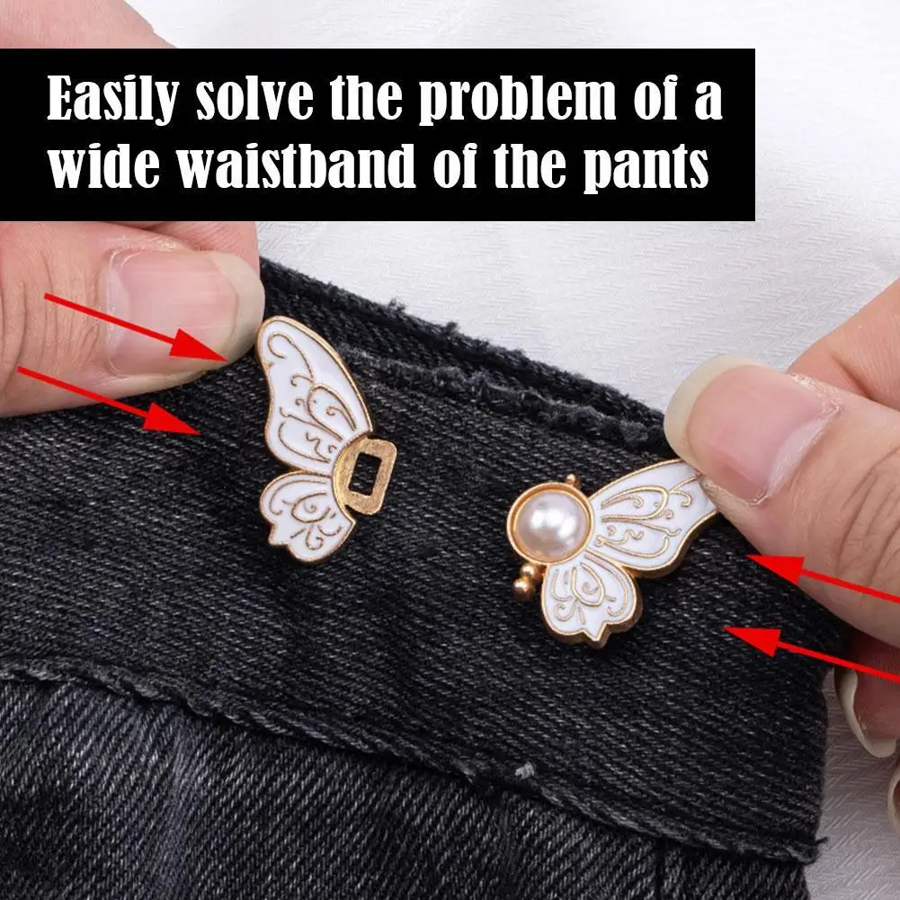 Butterfly Clothing Waist Closing Button Jeans Pin Reusable Removable Tighten Waist Button Adjustable Detachable Waist Clip Women