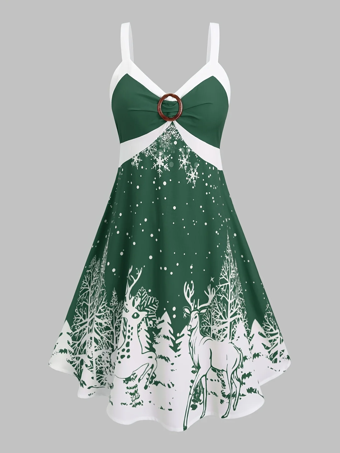 Christmas special plus size women's Christmas dress skirt casual A-shaped party dress Christmas printing holiday dress