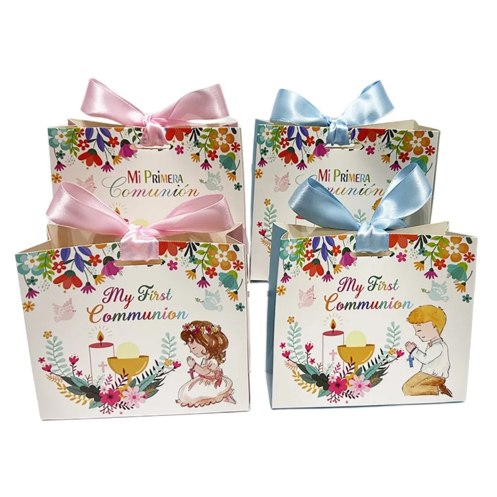 La confezione regalo per la prima comunione scatole per imballaggio al cioccolato con caramelle bapertiche festa di compleanno per bambini scatola per bomboniere con decorazione per Baby Shower 10