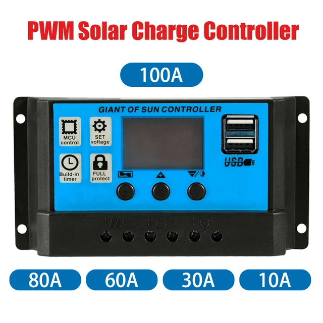 Controlador De Carga Para Painel Solar 100A Usb 12/24V Pwm