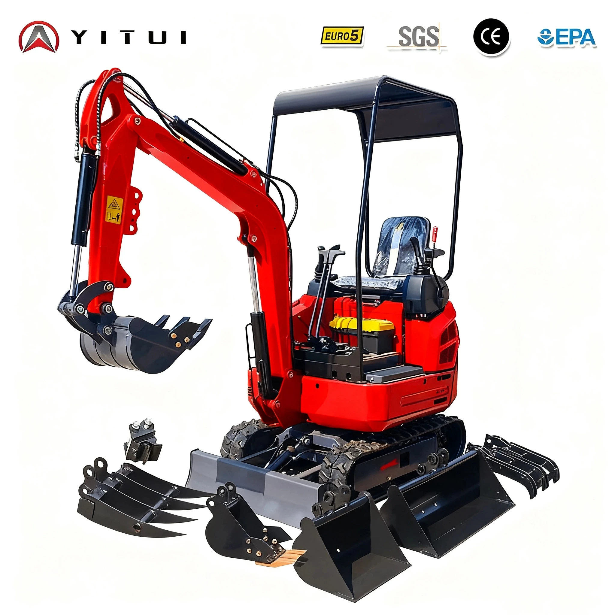 YITUI 2.0 Ton Mini Excavator, Powerful Engine, Customized High Quality Model, Euro 5 EPA, Multiple Attachments, Multipurpose Use - Image 4