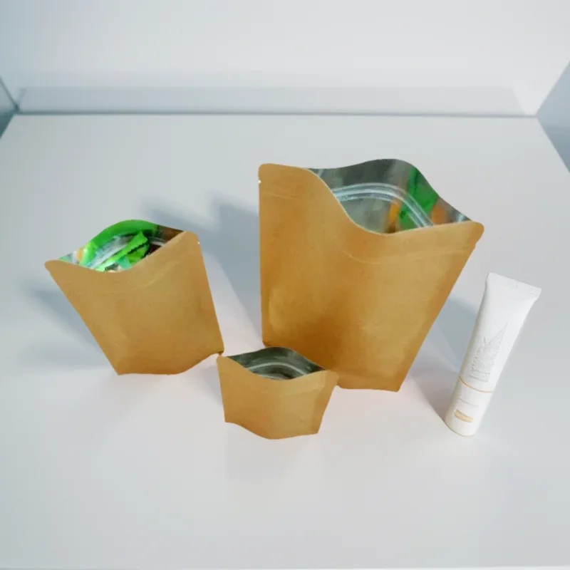 300 Stück braune Stand-Up-Geschenktüten aus Aluminium-Kraftpapier mit Reißverschluss, ohne Fenster, Verpackung für Geburtstagsfeiern, Goodie Candy