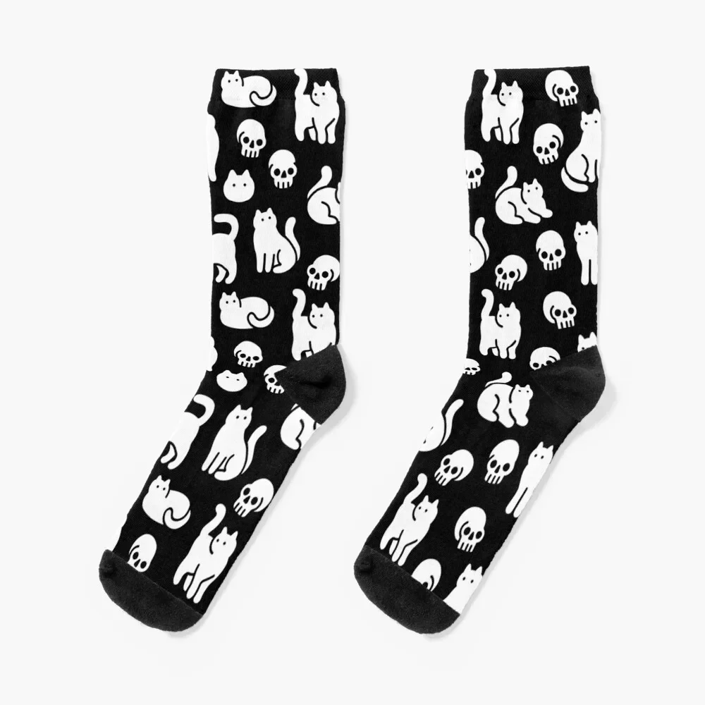 

Cats and Skulls Pattern Socks tennis loose Christmas Women Socks Men's