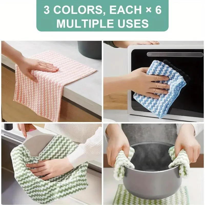10–100pcs coral velvet wave design kitchen wipes microfiber absorbent cleaning cloth set for household use from CyberStreetOne.com. colorful