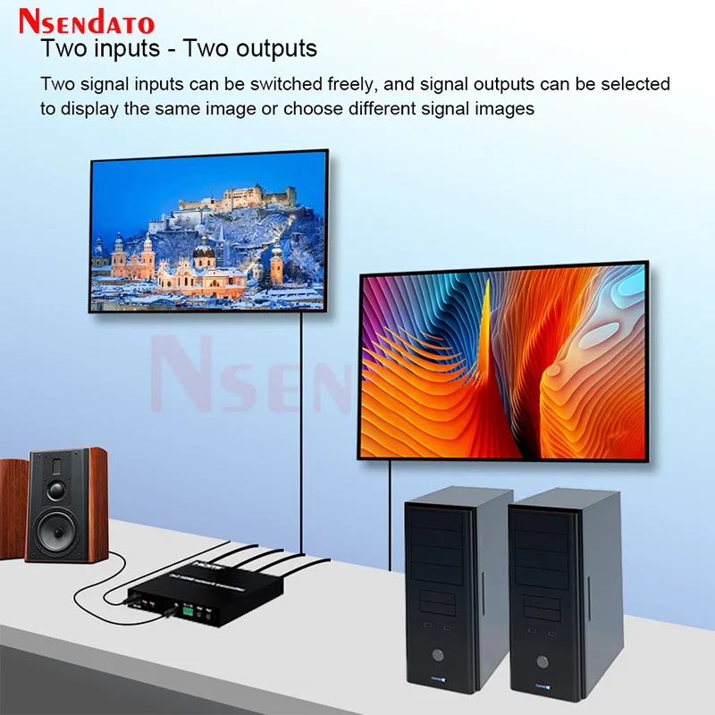 2x2 HDMI Matrix Network Transmitter Over Cat 6 200M 2 in 2 out seamless switching HDMI Video Transmitter Ethernet Adapter For TV