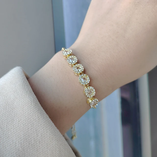 Luxury Gold Plated Extra Large Zircon Adjustable Bracelet New 
