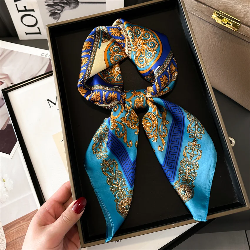 New Four Seasons Fashion Print Silk Square Scarf 70x70cm Fashionable Four Seasons Headband Luxury Sunscreen Shawl Bandannas
