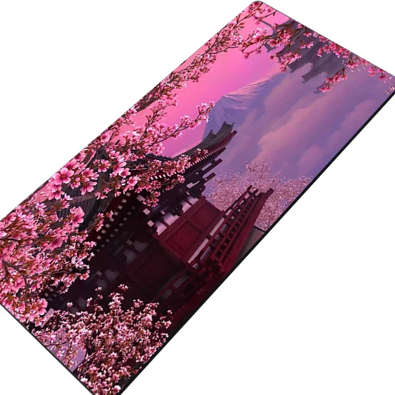 وسادة فأرة كبيرة للألعاب بطبعة ساكورا، مقاس 90x40 سم، مصممة لتغطية المكتب بالكامل، توفر سطحًا مريحًا للفأرة ولوحة المفاتيح لأجهزة الكمبيوتر.  Large Gaming Mousepads Sakura Mouse Pad Computer Mousepad Mouse Mat 90x40cm Desk Pads For PC Keyboard Mats Table 