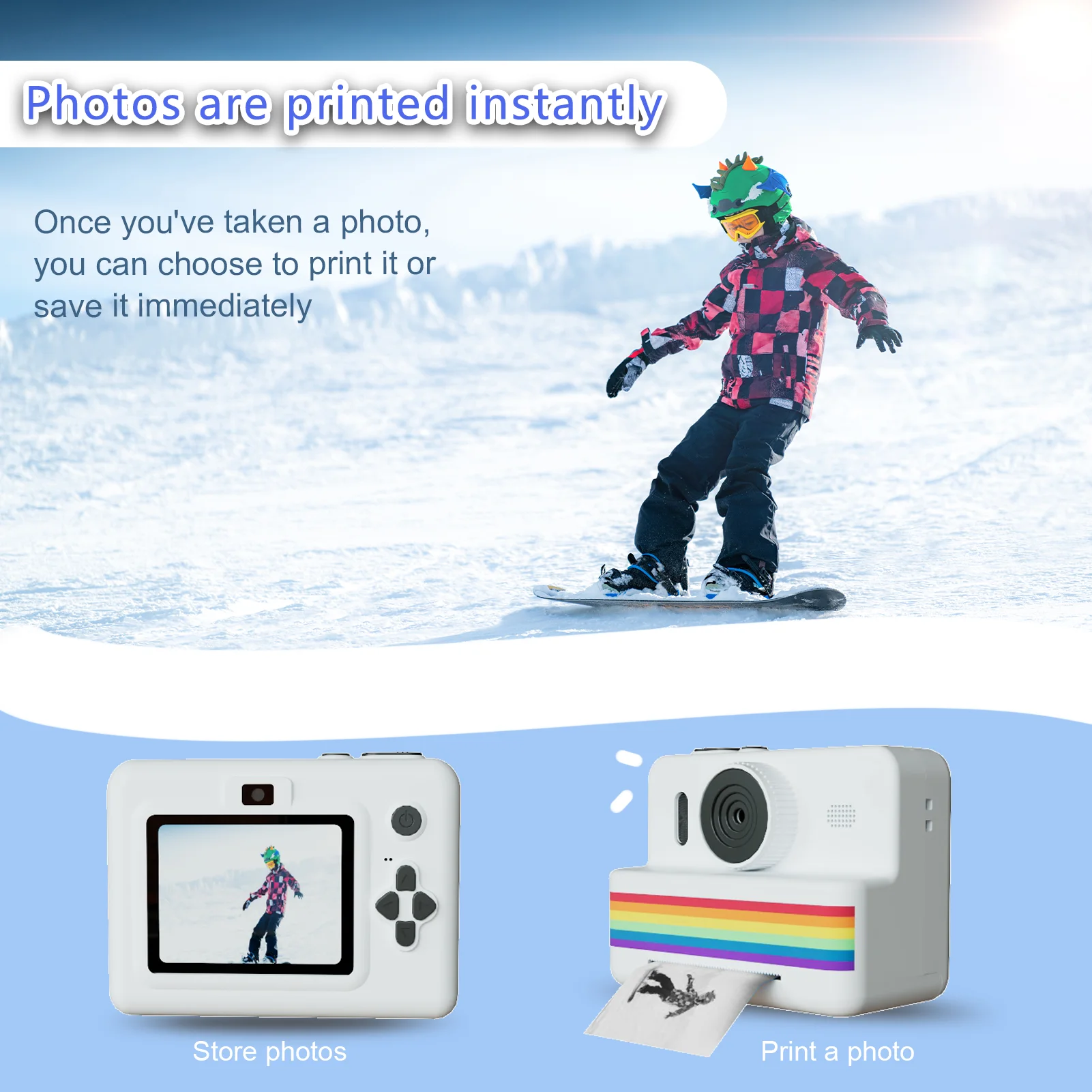 Portable Instant Print Kids' Camera with HD Video and Thermal Printing