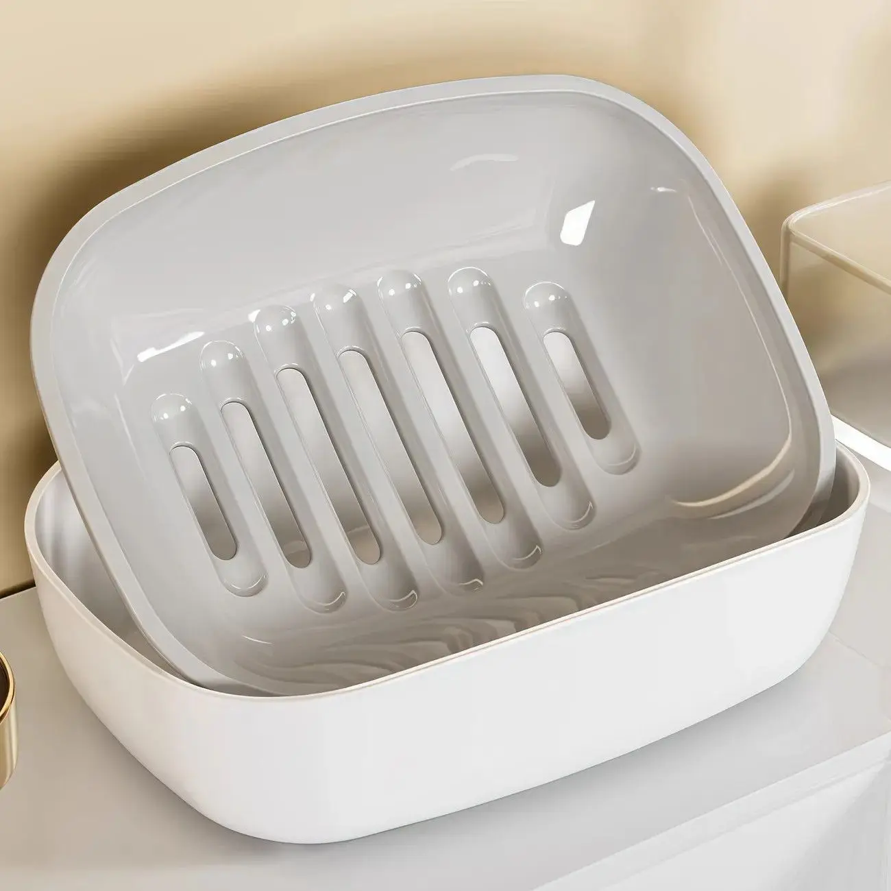 Double Layer Drain Soap Box Easy To Clean Keep Soap Dry Non Slip Bottom Household Bathroom Drain Storage Rack Soap Dish Holder