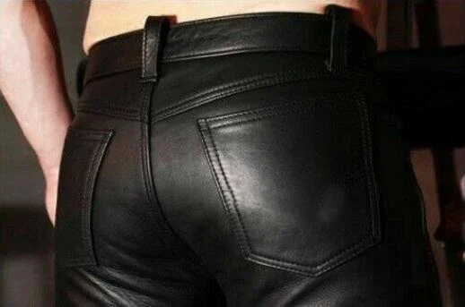 Summer Men Leather Pants Skinny Fit Elastic Style Fashion PU Leather Trousers Motorcycle Pants Thin Streetwear