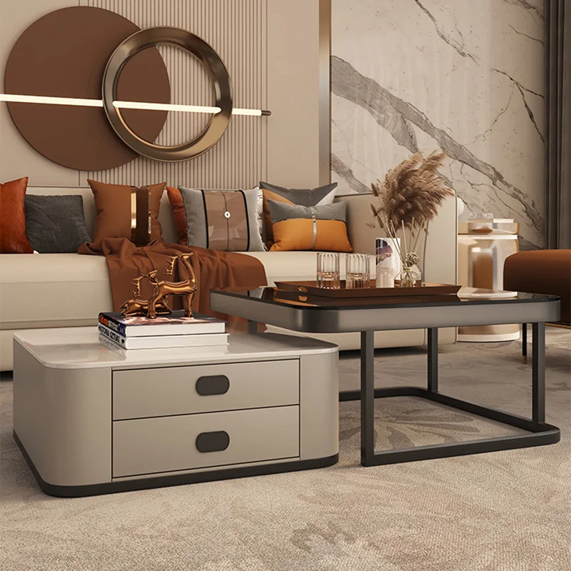 Storage Design Luxury Coffee Tables Living Room Square Modern Coffee Tables Legs Metal Tavolino Da Salotto Home Furniture