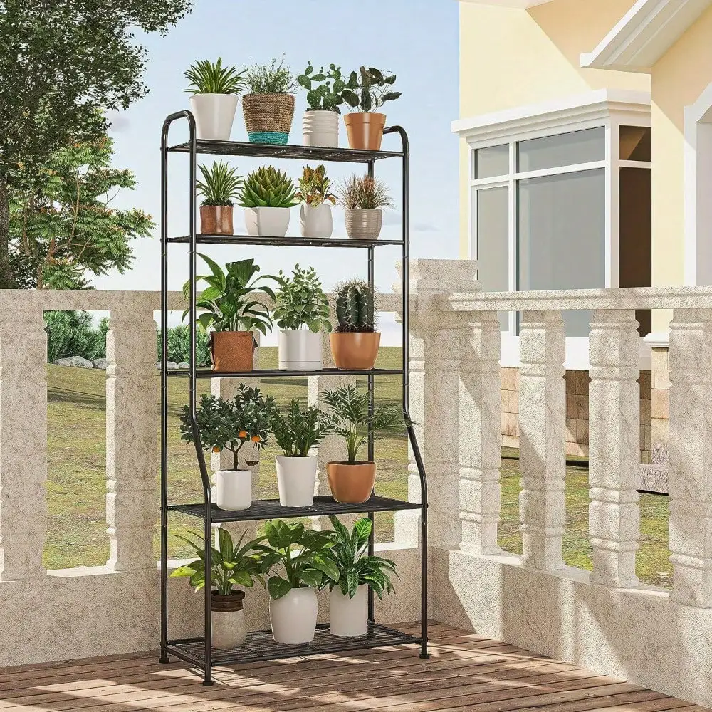 Plant Stand Plant Shelf for Indoor Outdoor, Waterproof Metal Tall for Living Room Bathroom Balcony Garden 4