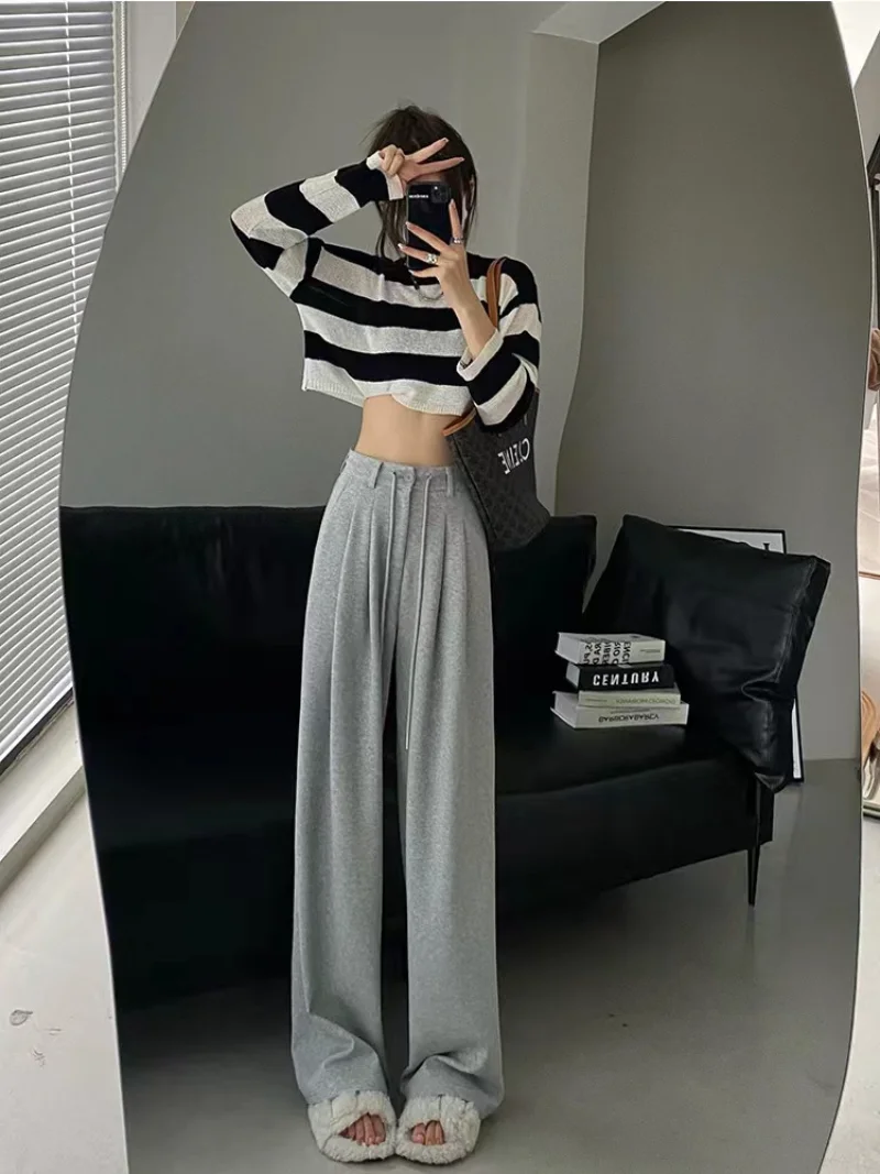

Women Pants Oversize Gray Fashion Joggers Sweatpants Women Korean Y2K Summer Harajuku High Waist Black Loose Wide Leg Trousers