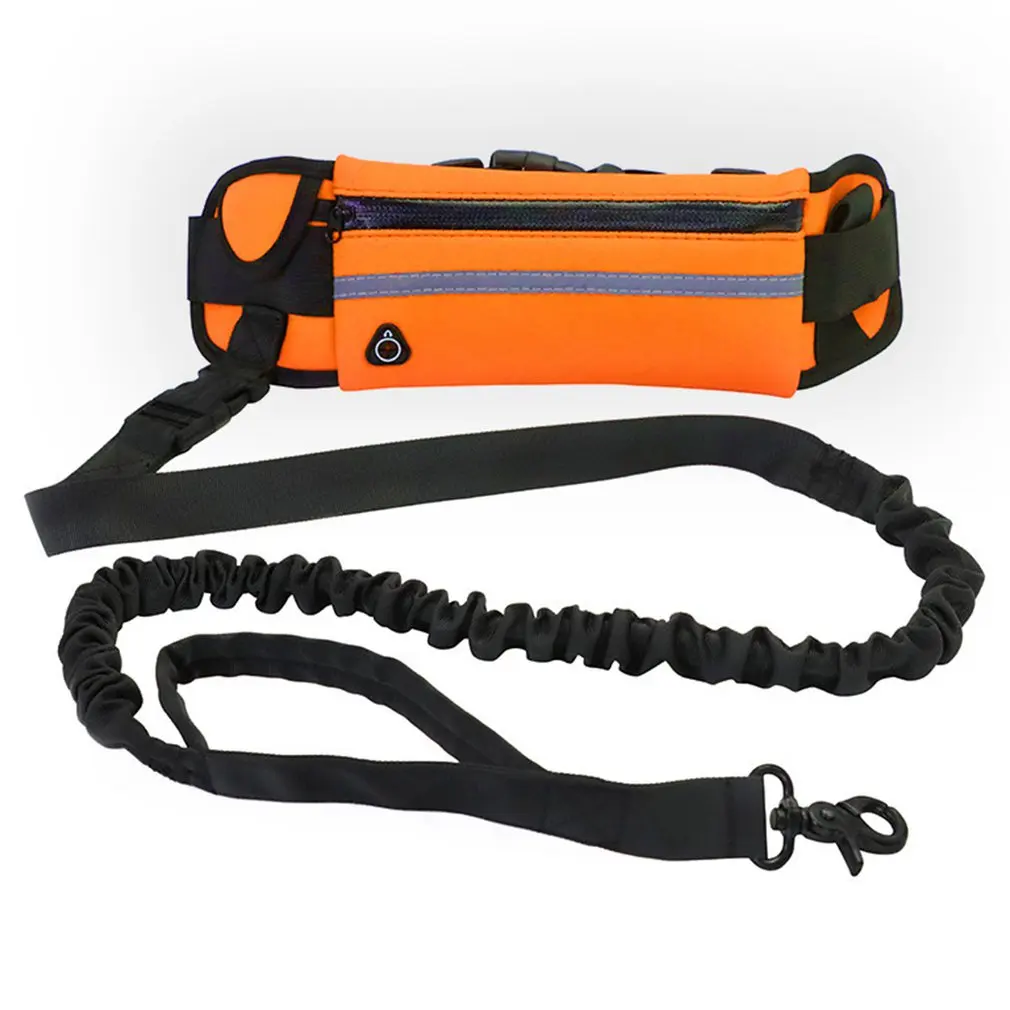 Hands Free Dog Leash for Running Walking Reflective Leash with Waist Bag Retractable Elastic Belt Dog Traction Rope Pet Products