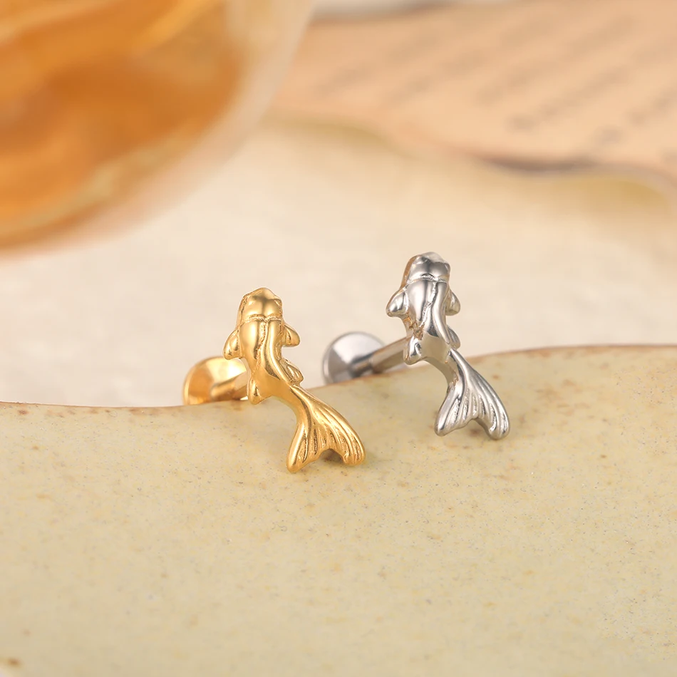 1 Stück/5 Stück Implantat Titan Ohrpiercing Flache Rückseite Ohrstecker Mond Knorpel Ohrring Innengewinde Helix Tragus Frauen Piercing Schmuck – Detail 8