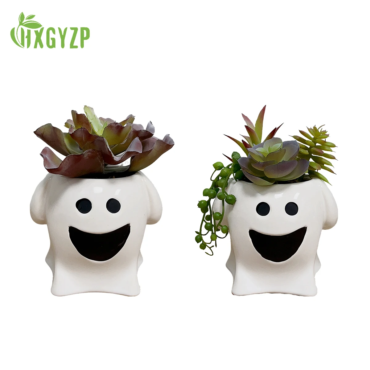 

HXGYZP Halloween Plants Potted Decoration Succulent Plant With Cute Ghost Ceramic Flowerpot Home Decor Party Ornament Funny Gift