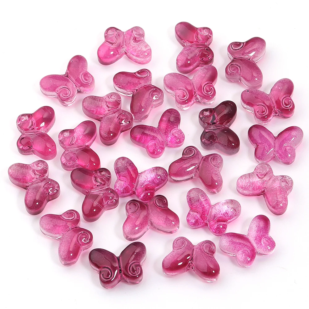 Colorful Glass Butterfly Lampwork Beads - 50pcs for Jewelry Making & DIY Accessories
