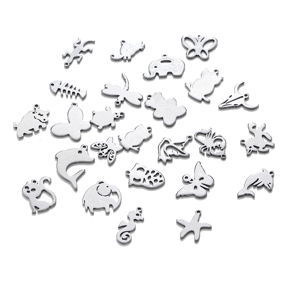 

5Pcs/Lot Stainless Steel Animal Pendants Cute Dolphin/Elephant/Butterfly Charms Earrings Bracelet Necklace Jewelry Making