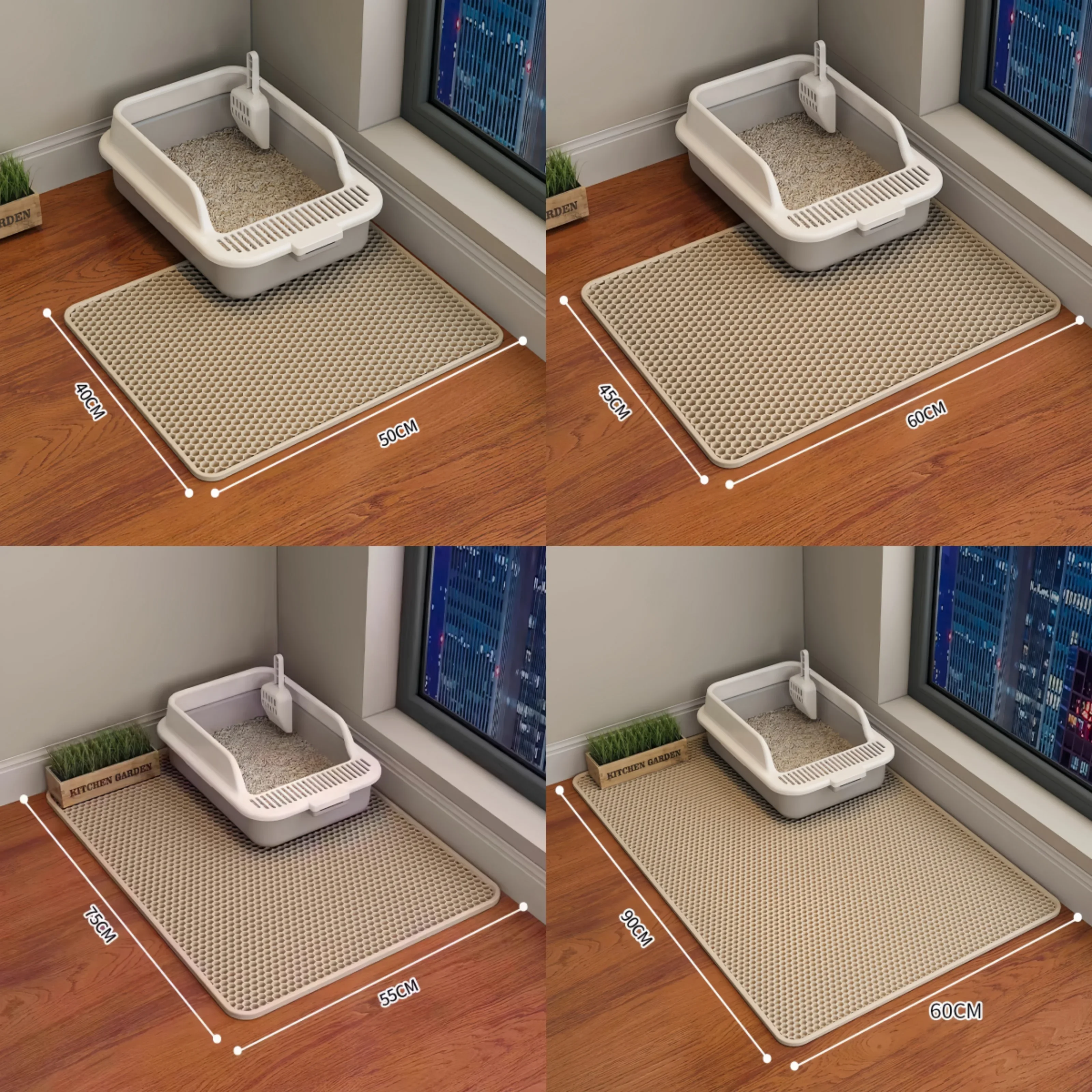 Estera de arena para gatos de gran tamaño, caja de arena impermeable de doble capa, almohadilla antideslizante, lavable, suministros para mascotas 6