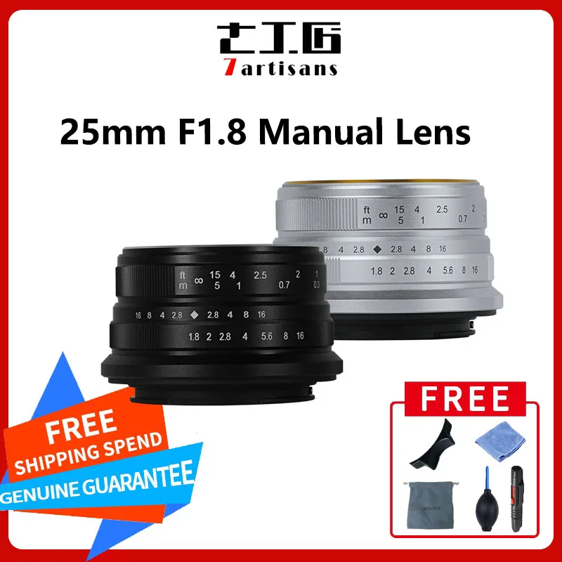 7 Artigiani Pengrajin 25Mm F1.8 Lensa Utama Fokus Manuale Untuk Sony E Zev-10 A6000 A6500 A7 Fujifilm Fx X-T4 Canon Eos-M 4/3 Mikro