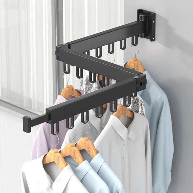 Colgador de ropa plegable de montaje en pared, tendedero de tela