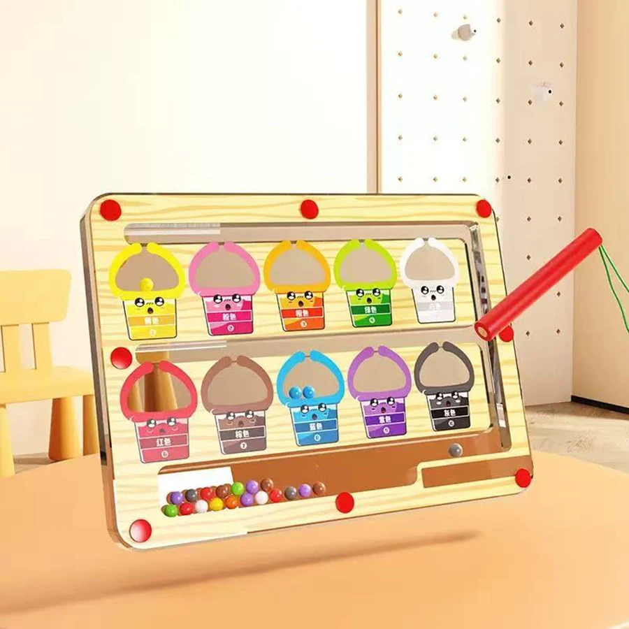 1 Stück Magnetisches Labyrinth-Laufkugelspiel für Kinder, Konzentrations-Training, Schreib- und Logik-Denkspiel für 3-Jährige, Frühpädagogisches Puzzle – Detail 15