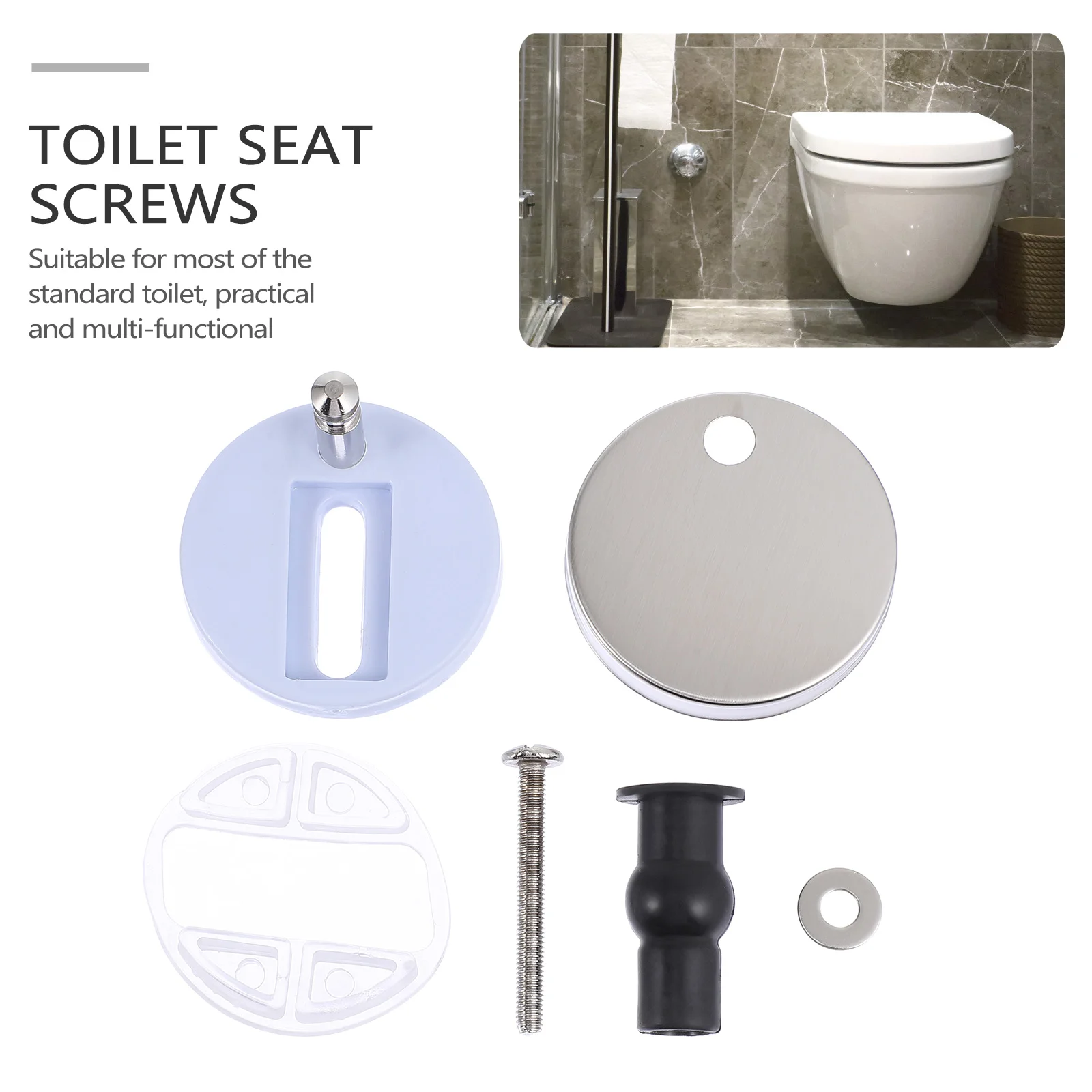 2 Pcs Stainless Steel Toilet Seat Hardware Hinges Cover Bolts Toilet Lid Accessories Seats Fixing Bathroom Fixture