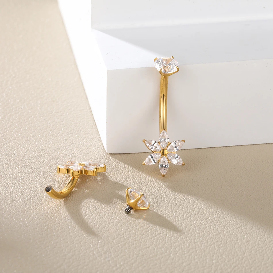 1 Stück Titan Zirkon Bauchnabelpiercing Innengewinde Bauchnabelpiercing Ombligo Piercing Schmuck 14G – Detail 6