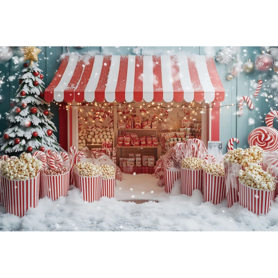 Aperturee 7x5フィート クリスマスキャンディショップ背景 写真撮影用