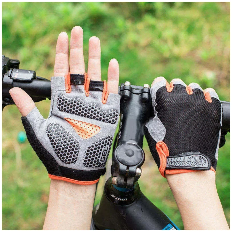 Men Cycling Bicycle Gloves Half Finger Gym Gloves Women Mitten Breathable Anti-slip Glove Fitness Sport Training