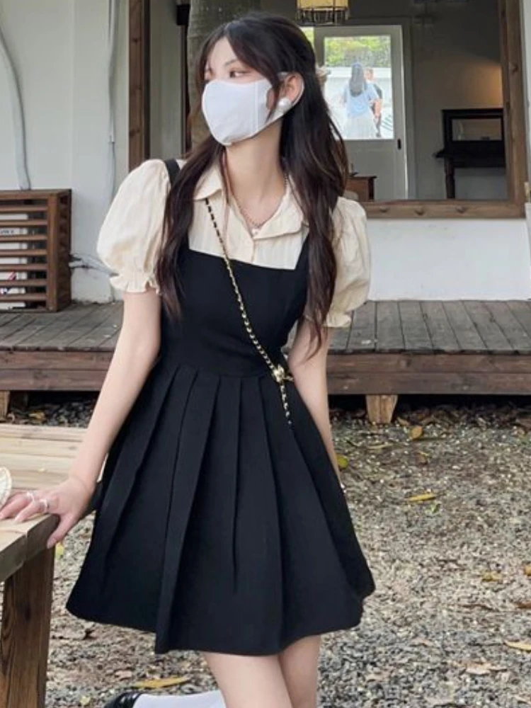 Knee Length Casual Korean Black Dress Buy Women Clothing Basic High Waist  Hooded Dress Korean Fashion