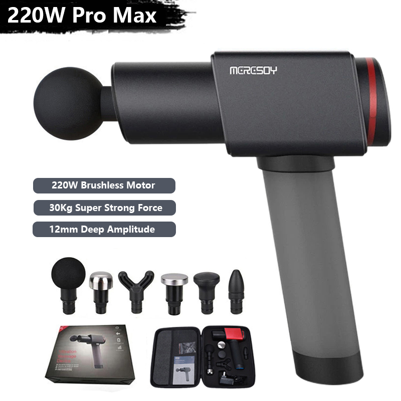 220W Professional Massage Gun 30KG Strong Force Powerful Deep Muscle Massager Brushless Motor For Training Home Gym