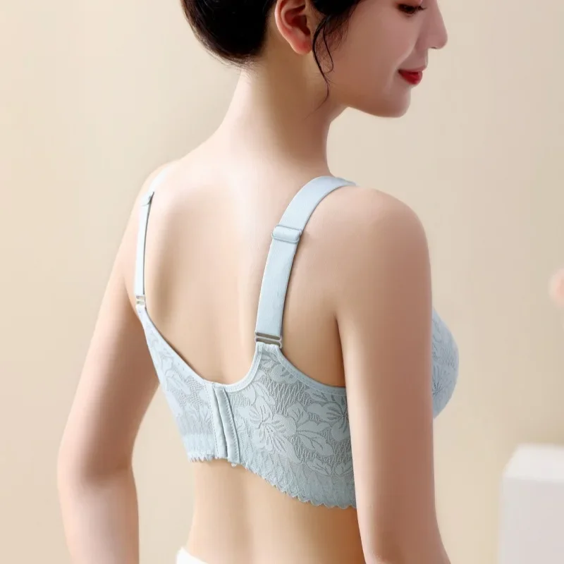 Women's Underwear Large Size Thin Full Cup Chest Reduction Push up Bra Wireless Anti-Sagging Big Chest Breast Contracting Bra