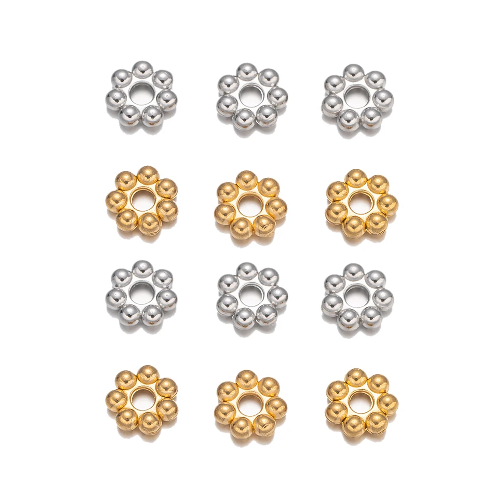 

20pcs/Lot Stainless Steel 4/5/6mm Snowflake Flower Spacer Loose Spacer Bead for DIY Bracelet Jewelry Making Supplies Accessories