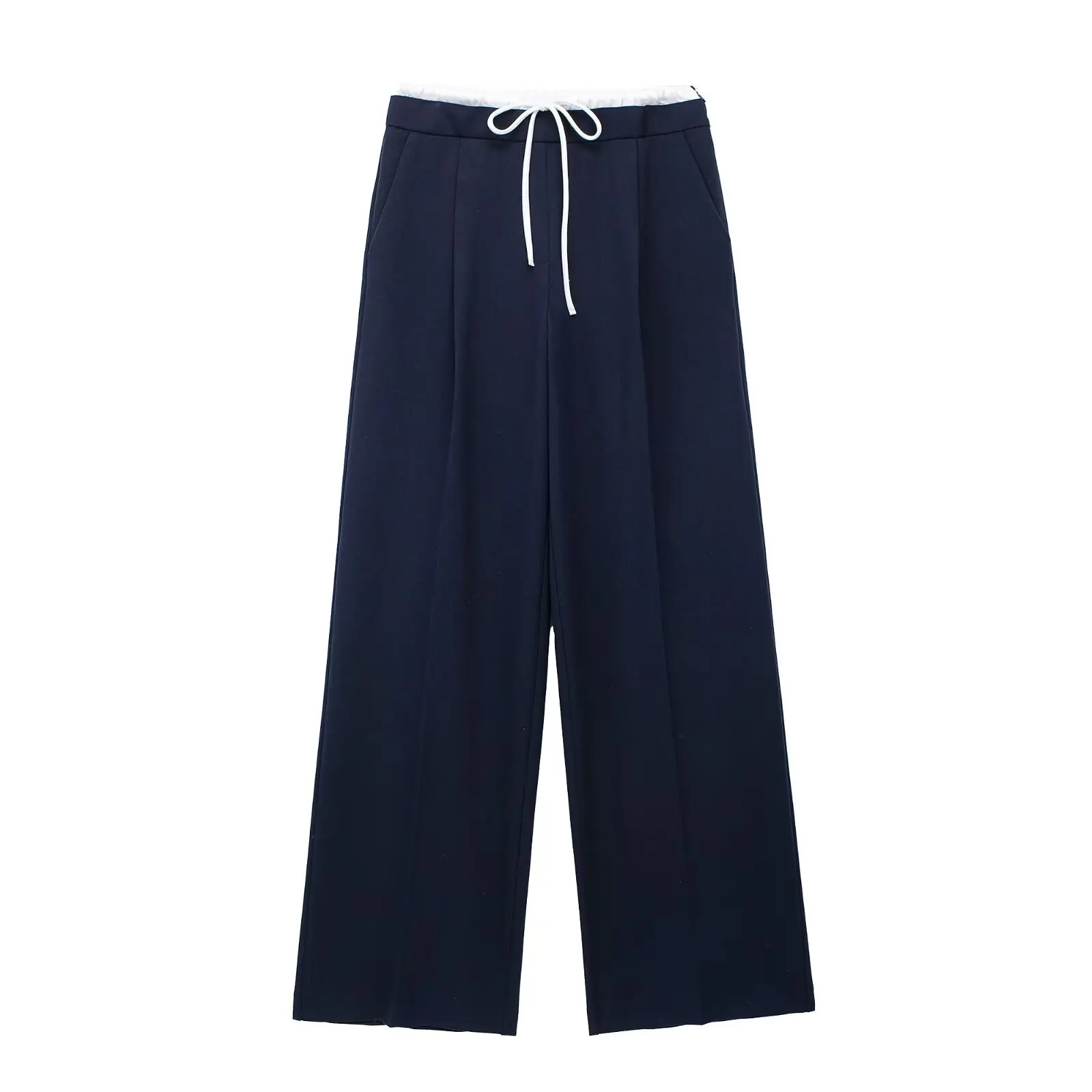 thumbnail image 1 of HH TRAF Pantalones largos de empalme de moda para mujer, pantalones holgados con cordones y cintura alta, elegantes y sólidos, pantalones casuales de verano para mujer, pantalones de pierna ancha, 1 of 5