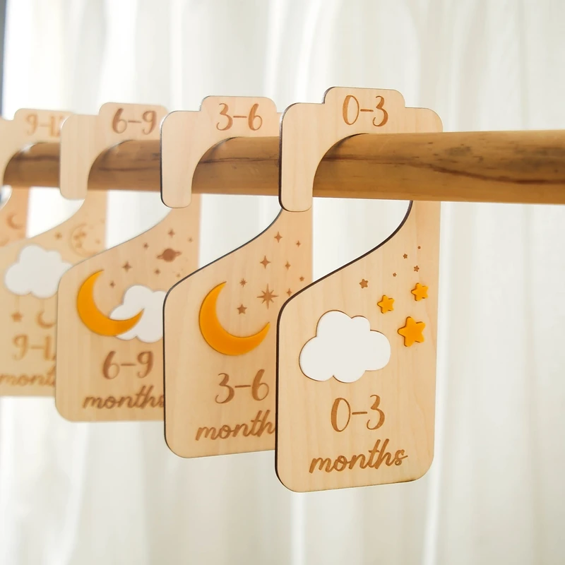 

7PC Baby Wooden Milestone Card Newborn 0-24 Monthly Age Baby Partition Board Infant Photography Props Accessorie Infant Gift