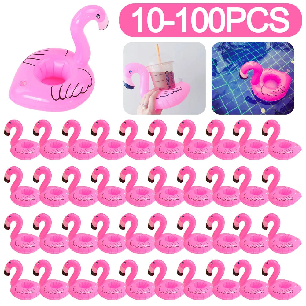 100-10Pcs Sottobicchieri D'Acqua Galleggiante Portabicchieri Gonfiabile Piscina Bevanda Galleggiante Giocattolo Piscina Gonfiabile Flamingo Decorazion