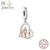FC Jewelry Fit Original Charm Bracelet 925 Silver Dad Hero Father and Daughter Walk Together Bead For Making Father Day Berloque 4