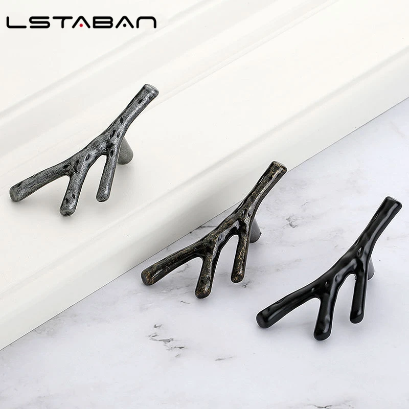 Vintage Tree Branch Furniture Handle Zinc Alloy Kitchen Cabinet Drawer Knob Wardrobe Cupboard Closet Door Pull Hardware Gold door handles cabinet handles