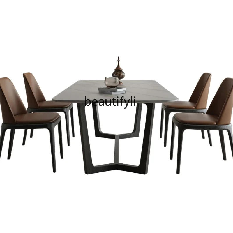 

Набор простых итальянских современных обеденных столов и стульев из массива дерева и камня, Прямоугольный Обеденный стол в скандинавском стиле